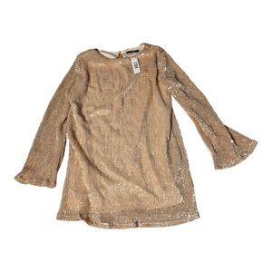 CBR Beige Long Sleeve Lined Sequin Mini Dress – Medium